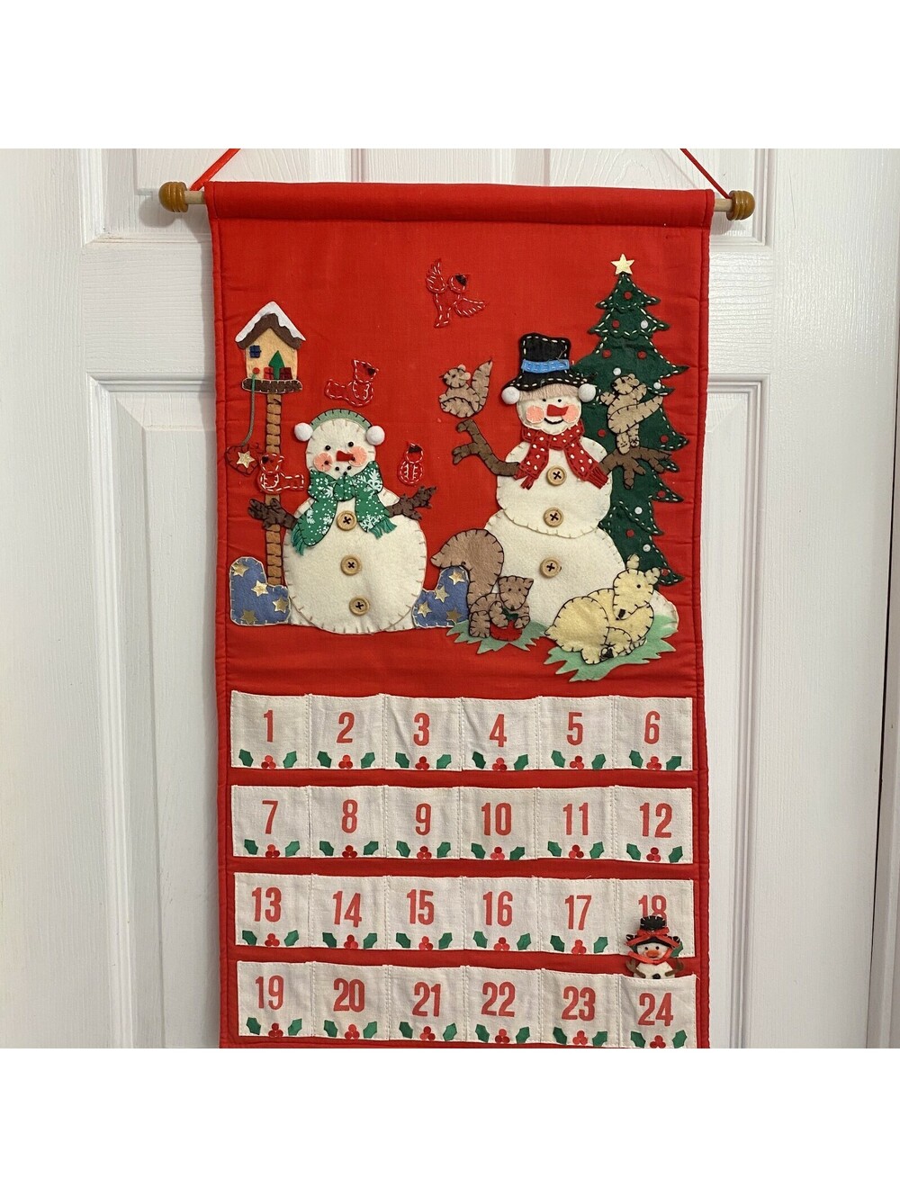 Countdown to Christmas Felt Applique Snowmen Birds Wildlife Advent Calendar